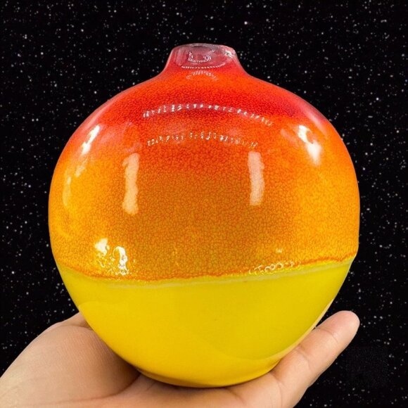 Crate And Barrel Roy Vase Ceramic Lava Glaze Made In Thailand Round Bottom - Picture 7 of 13